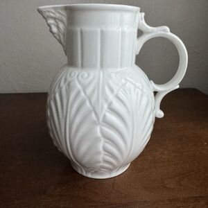 Coalport England Caughley Mask-Head Jug Pitcher White Porcelain 6.75"